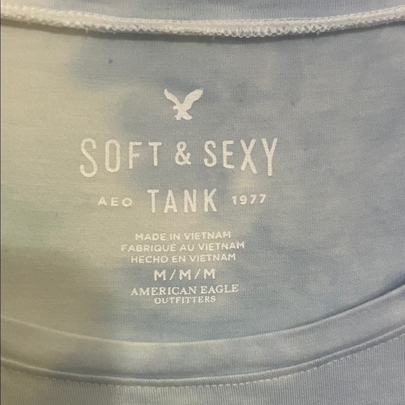 American Eagle Outfitters Light Blue Tie-Dye Tank Top - Picture 2 of 3